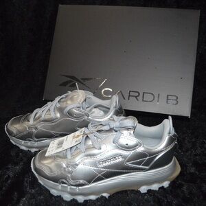 Cardi B x Reebok Classic Leather ‘Silver Metallic Pewter’ Sneakers Womens